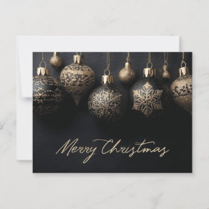 Elegantes Schwarz-Gold Design Weihnachtsschmuck Postkarte