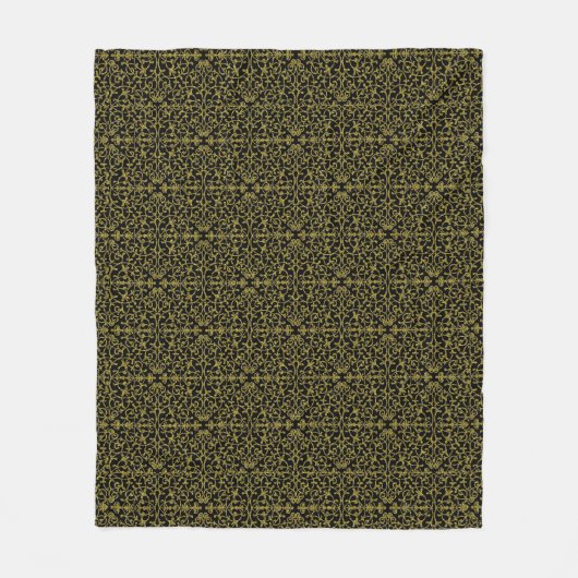 Elegantes Schwarz & Gold Filigree Muster Fleecedecke (Vorderseite)