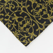 Elegantes Schwarz & Gold Filigree Muster Fleecedecke (Ecke)