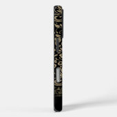 Elegantes Schwarz & Gold Floral Monogramm Case-Mate iPhone Hülle (Rückseite / Rechts)