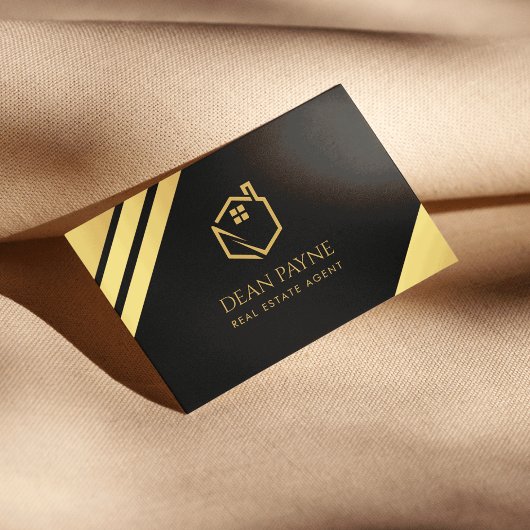 Elegantes Schwarz-Gold-Foil-Logo Visitenkarte