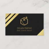 Elegantes Schwarz-Gold-Foil-Logo Visitenkarte (Vorderseite)