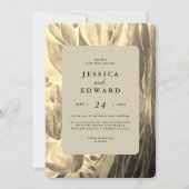 Elegantes Schwarz-Gold-Foliage-Foto Hochzeit Einladung (Vorderseite)