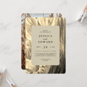 Elegantes Schwarz-Gold-Foliage-Foto Hochzeit Einladung