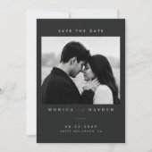 Elegantes Schwarz-Gold-Foto Save The Date (Vorderseite)
