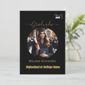 Elegantes Schwarz-Gold Foto Spanisch Graduiert Ankündigung (Stehend Vorderseite)