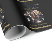 Elegantes Schwarz-Gold Foto Spanisch Graduiert Geschenkpapier (Rolleneckpunkt)