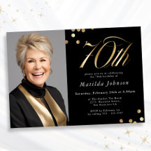 Elegantes Schwarz-Gold-Foto zum 70. Geburtstag