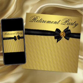 Elegantes Schwarz-Gold-Frauen-Rente-Party Einladung