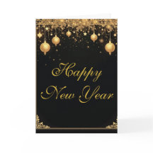 Elegantes Schwarz & Gold Frohes Neues Jahr