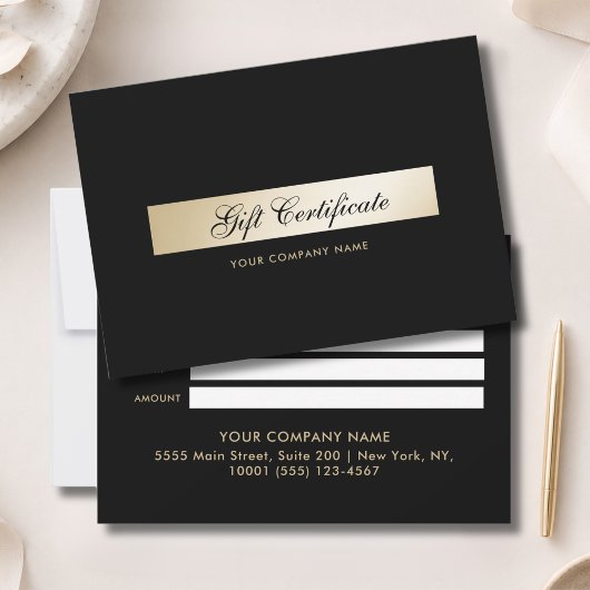 Elegantes Schwarz-Gold-Geschenkgutschein