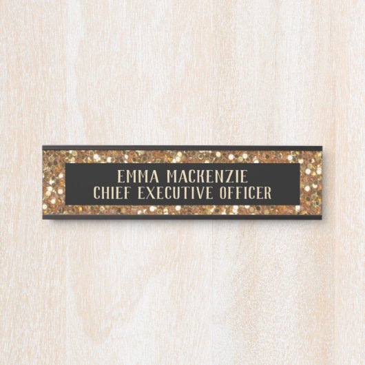 Elegantes Schwarz-Gold-Glam-Namensschild - Türschi Türschild (Vorderseite )