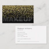 Elegantes Schwarz-Gold-Glitzer-Makeup Visitenkarte (Vorne/Hinten)