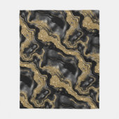 Elegantes Schwarz-Gold-Glitzer-Muster Fleecedecke (Vorderseite)