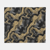 Elegantes Schwarz-Gold-Glitzer-Muster Fleecedecke (Vorderseite (Horizontal))