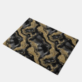 Elegantes Schwarz-Gold-Glitzer-Muster Fußmatte (Schrägansicht)