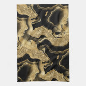 Elegantes Schwarz-Gold-Glitzer-Muster Geschirrtuch (Vertikal)