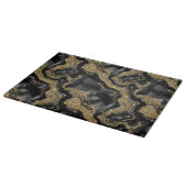 Elegantes Schwarz-Gold-Glitzer-Muster Schneidebrett (Ecke)
