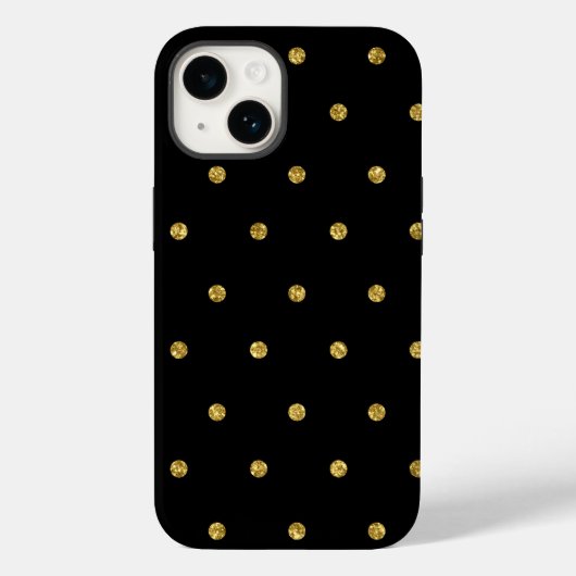 Elegantes Schwarz-Gold-Glitzer-Punktmuster Case-Mate iPhone Hülle (Rückseite)