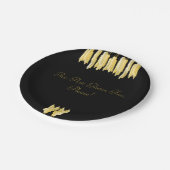 Elegantes Schwarz & Gold Gluten frei, bitte! Telle Pappteller (Schrägansicht)