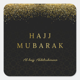 Elegantes Schwarz-Gold-Hajj-Mubarak Quadratischer Aufkleber