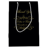 Elegantes Schwarz-Gold-Herz Blüh Danke Mittlere Geschenktüte (Vorderseite)