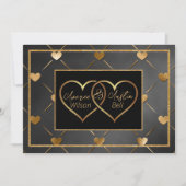 Elegantes Schwarz-Gold-Herz Einladung (Vorderseite)