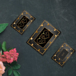 Elegantes Schwarz-Gold-Herz Einladung