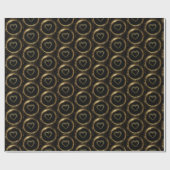 Elegantes Schwarz-Gold-Herzen-Muster Geschenkpapier (Flach)