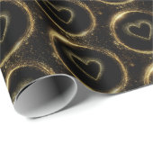 Elegantes Schwarz-Gold-Herzen-Muster Geschenkpapier (Rolleneckpunkt)