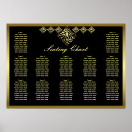 Elegantes Schwarz-Gold-Hochzeitsdiagramm Poster