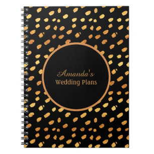 Elegantes Schwarz-Gold-Hochzeitsplanungsjournal Notizblock