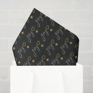 Elegantes Schwarz-Gold JOY Kalligrafie-Weihnachten Seidenpapier