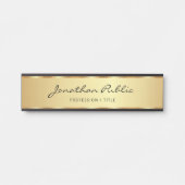 Elegantes Schwarz-Gold-Kalligrafie-Skript Türschild (Vorderseite )