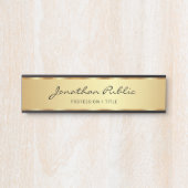 Elegantes Schwarz-Gold-Kalligrafie-Skript Türschild (Vorderseite )