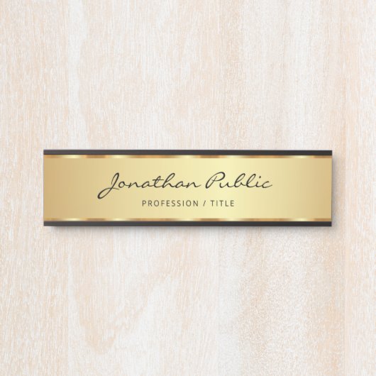 Elegantes Schwarz-Gold-Kalligrafie-Skript Türschild (Vorderseite )