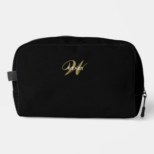 Elegantes Schwarz Gold l Elegantes Luxus-Monogramm Waschbeutel