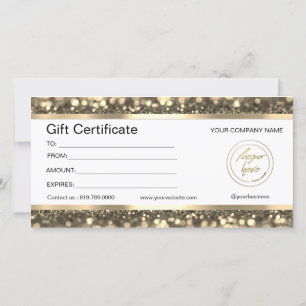 Elegantes Schwarz & Gold Logo-Geschenkgutschein