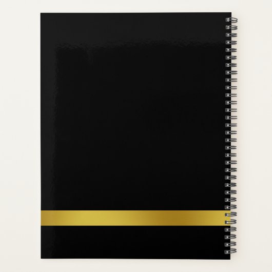 Elegantes Schwarz-Gold-Logo hier 2026 Planer (Rückseite)