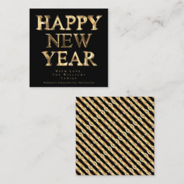 Elegantes Schwarz-Gold-Look glücklich Neues Jahr Quadratische Visitenkarte