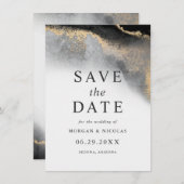 Elegantes Schwarz-Gold-Marmor-Foto Save the Date (Vorne/Hinten)