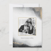 Elegantes Schwarz-Gold-Marmor-Foto Save the Date (Rückseite)