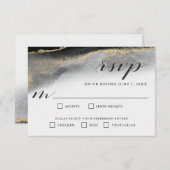 Elegantes Schwarz-Gold-Marmor UAWG Wählen Sie eine RSVP Karte (Vorne/Hinten)