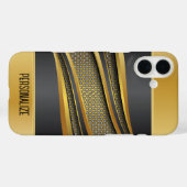 Elegantes Schwarz-Gold-Metallmeshdesign Case-Mate iPhone Hülle (Rückseite (Horizontal))