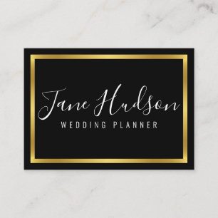 Elegantes Schwarz-Gold-Minimalist-Editierbar 3.5x2 Visitenkarte
