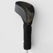 Elegantes Schwarz/Gold Mit Monogramm Golf Headcover (angewinkelt)