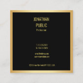 Elegantes Schwarz-Gold-Modern-Minimalistisches Tem Quadratische Visitenkarte (Rückseite)