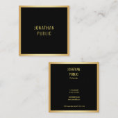 Elegantes Schwarz-Gold-Modern-Minimalistisches Tem Quadratische Visitenkarte (Vorne/Hinten)