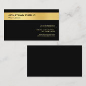 Elegantes Schwarz-Gold-Modern-Minimalistisches Tem Visitenkarte (Vorne/Hinten)