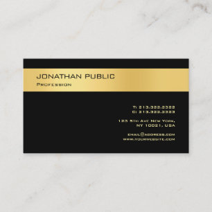 Elegantes Schwarz-Gold-Modern-Minimalistisches Tem Visitenkarte